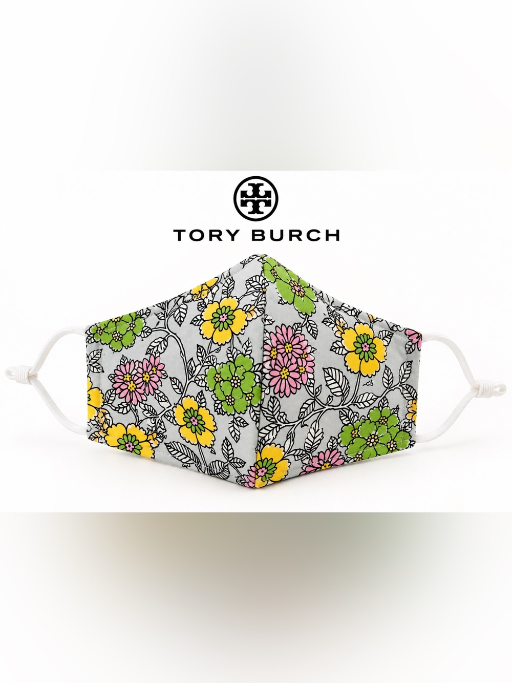 New Tory Burch Floral Face Mask with Adjustable Ear Loops